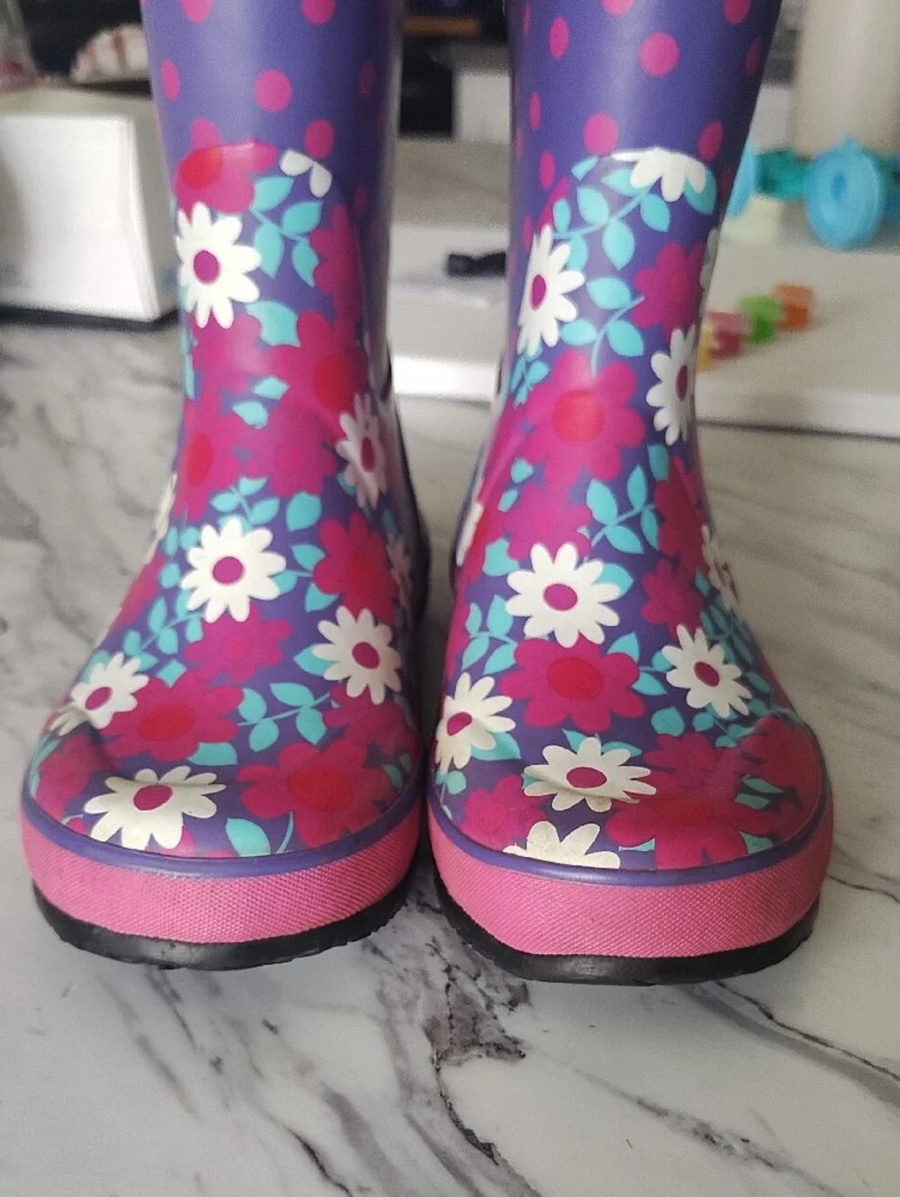 Bogs Purple Pink Floral Rain Boots Size 2